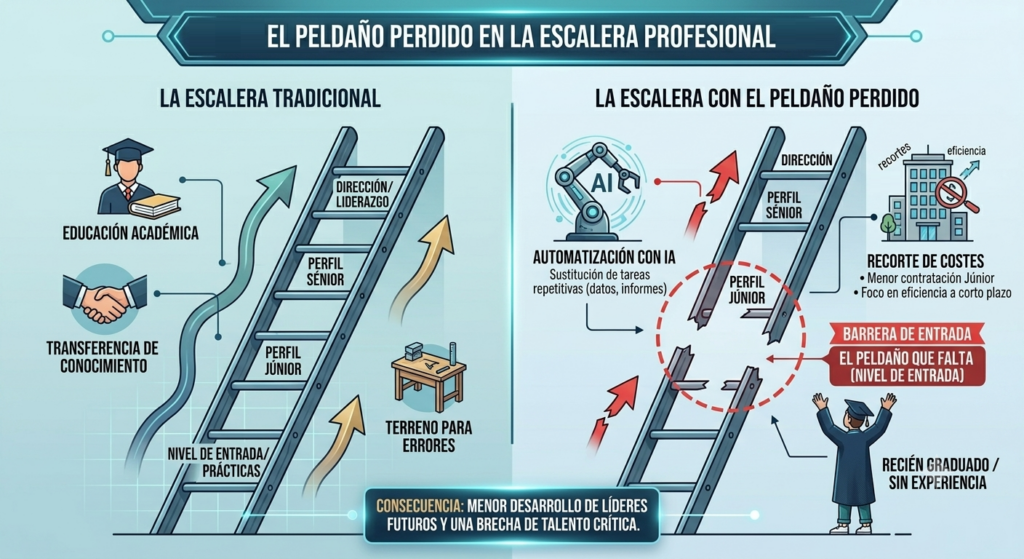 El peldaño perdido en la escalera profesional